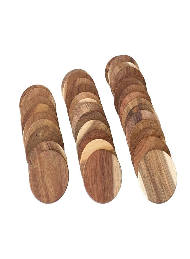 Cregugua 36 Pack Acacia Wood Drink Coasters, 3.68 Inch Round Wooden Acacia Wood Cup Coasters - Image 5